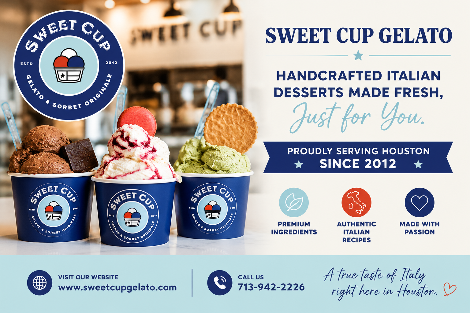 Sweet Cup Gelato Enhances Houston’s Dessert Landscape with Freshly Crafted Italian Specialties