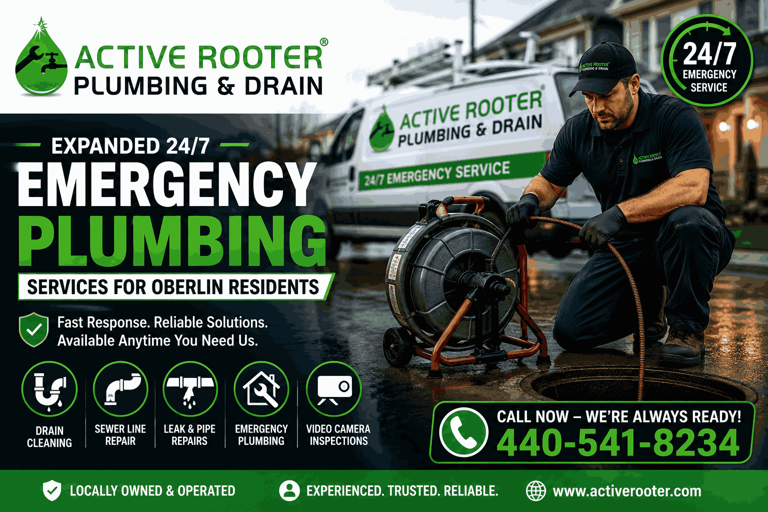 Active Rooter Expands 24/7 Emergency Plumbing Services for Oberlin Residents